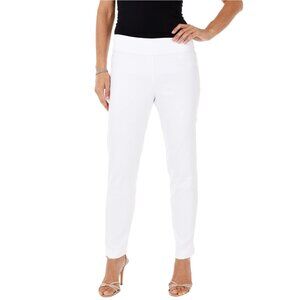 Krazy Larry Pull On Ankle Pants White Stretch Resortwear Slacks Summer Vacation